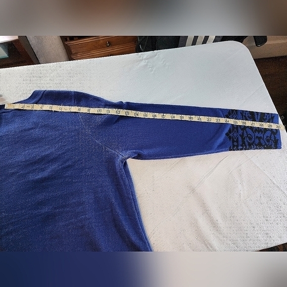 Susan Graver Women's Blue Black Button Front Cardigan Size Medium New With Tags - Picture 7 of 11